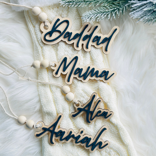 Personalized Christmas Stocking name tag Ornaments