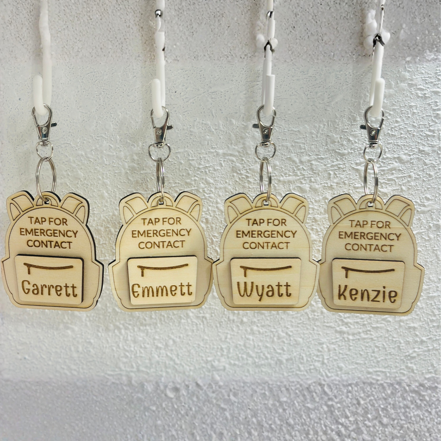 Emergency contact backpack tag