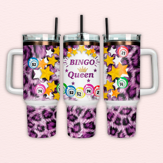 Purple leopard Bingo Queen 40oz Tumbler